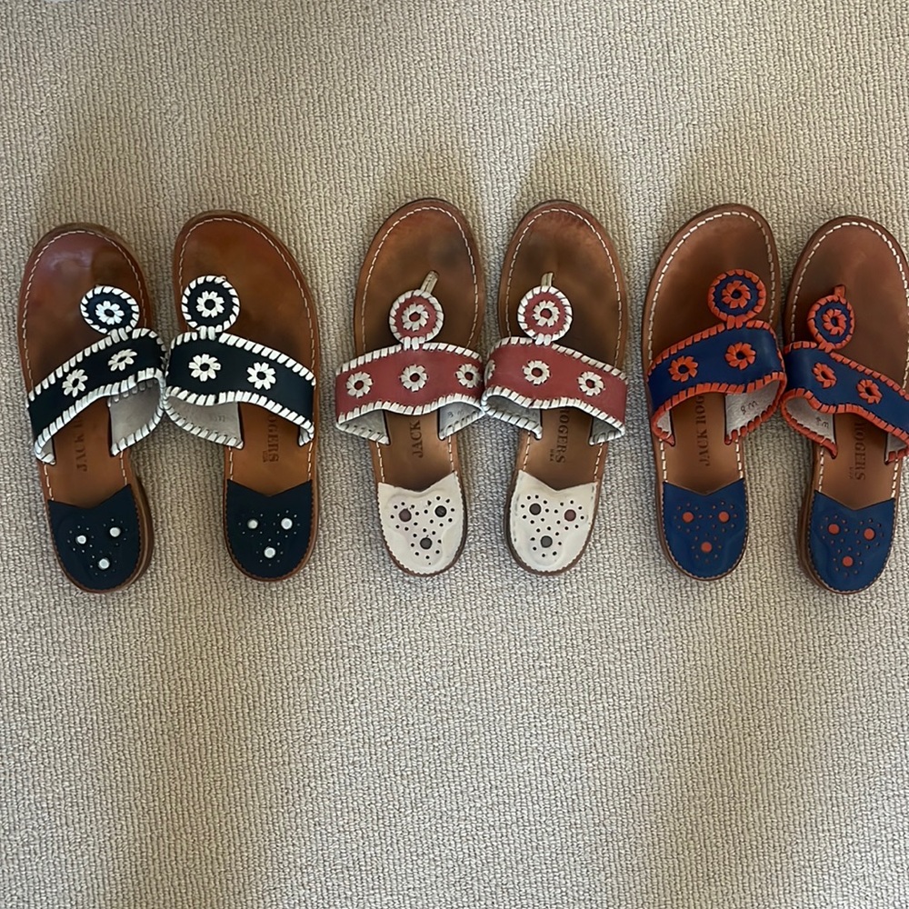 Set of 3 Jack Rogers, all Size 8 and gently worn!